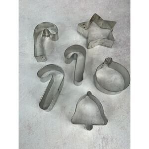 Vintage Ornament Round, Candy Cane and Mini‎ Bell Cookie Cutters - Lot of 6